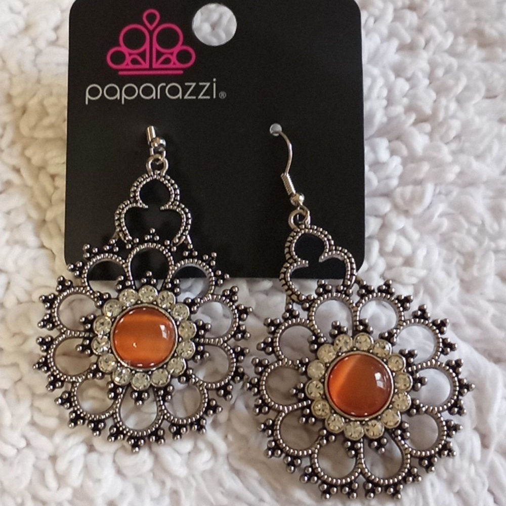 Floral Renaissance Orange Earrings